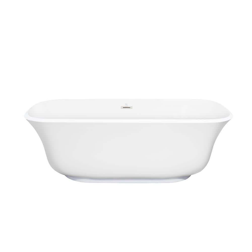 67 in. x 31.5 in. Freestanding Soaking Acrylic Alcove Bathtub with Center D