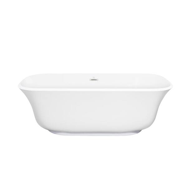 Unbranded 67 in. x 31.5 in. Freestanding Soaking Acrylic Alcove Bathtub with Center Drain in White