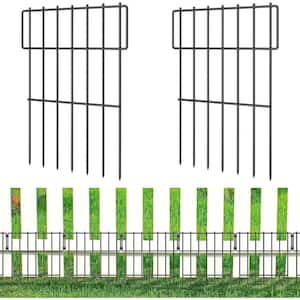 Black Metal Decorative Garden Fence, No Dig Animal Barrier Border Fencing Panel (25-Pack)