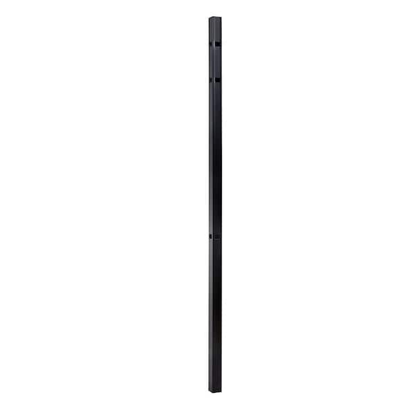 Athens 2 in. x 2 in. x 6 ft. Gloss Black Aluminum Pressed Spear Fence Corner Post