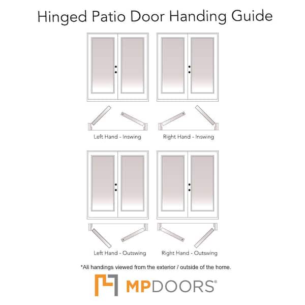 72 in. x 80 in. Fiberglass Smooth White Right-Hand Outswing Hinged 3/4 Lite Patio Door