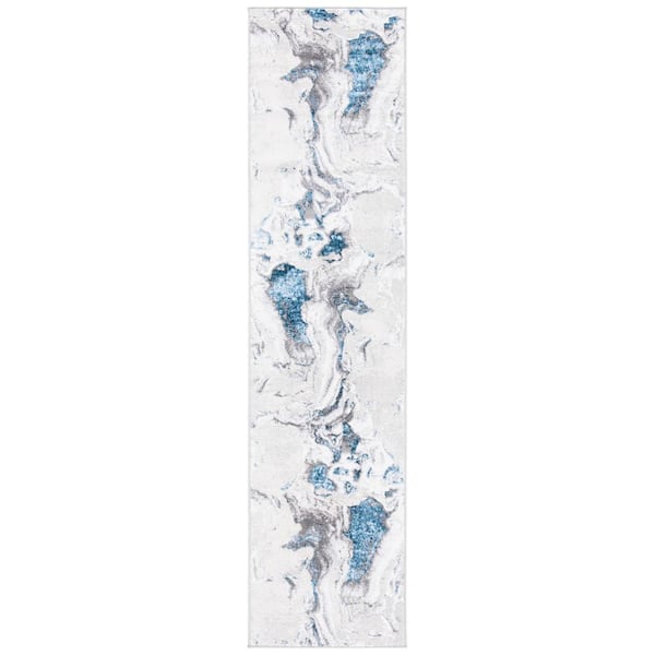 Amelia Gray/Blue 2 ft. x 6 ft. Abstract Striped Runner Rug