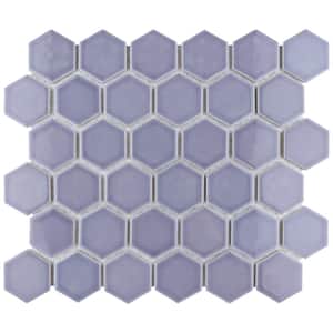 Hudson 2 in. Due Hex Lavendar 11-1/4 in. x 12-1/2 in. Porcelain Mosaic Tile (10.0 sq. ft./Case)
