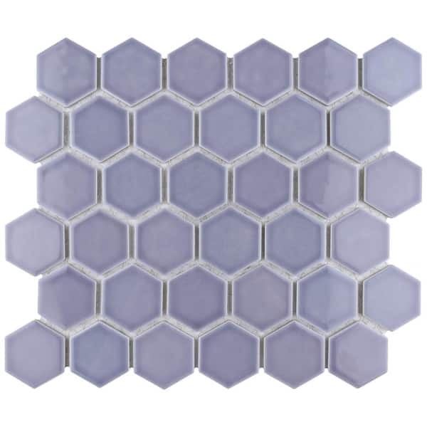 Merola Tile Hudson Due 2" Hex Lavendar 10-7/8 in. x 12-5/8 in. Porcelain Mosaic Tile (9.7 sq. ft./Case)