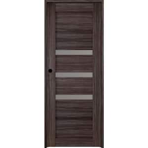 30 in. x 80 in. Right-Hand 3-Lite Frosted Glass Solid Core Rita Gray Oak Wood Composite Single Prehung Interior Door