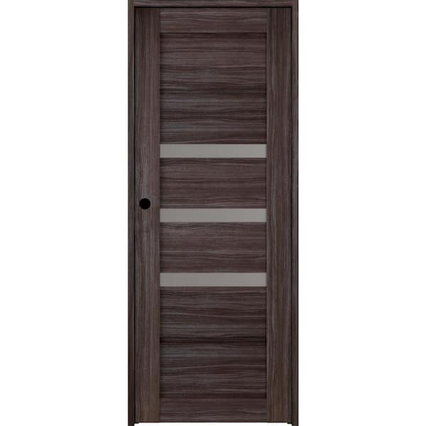 Belldinni 32 in. x 80 in. Right-Hand 3-Lite Frosted Glass Solid Core Rita Gray Oak Wood Composite Single Prehung Interior Door