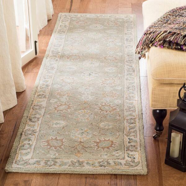 Blossom Sage/Ivory 2 ft. x 8 ft. Floral Antique Border Runner Rug
