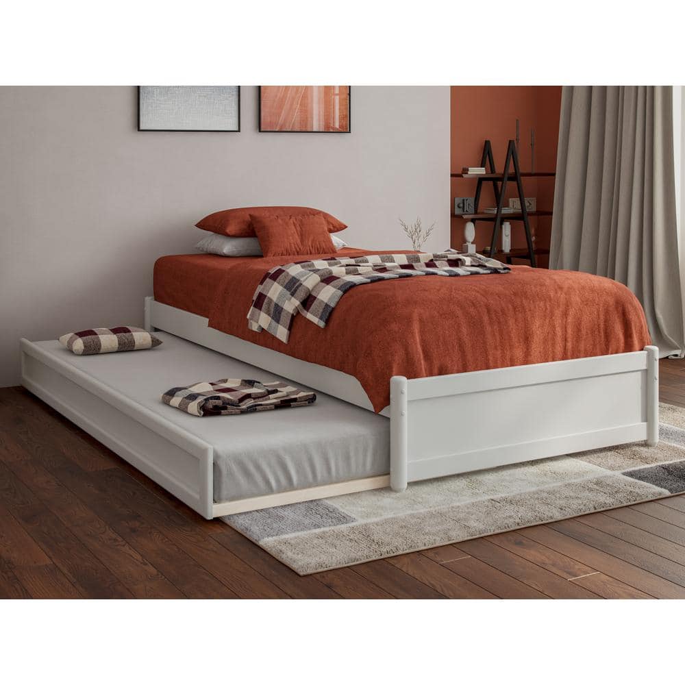 AFI Barcelona White Solid Wood Frame Twin XL Panel Platform Bed with ...