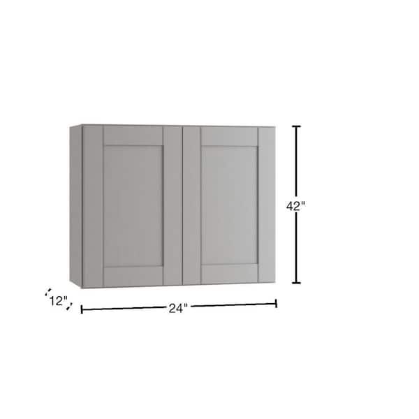 Contractor Express Cabinets Arlington Veiled Gray Plywood Shaker Stock Assembled Wall Kitchen Cabinet Soft Close 33 in W x 12 in D x 42 in H