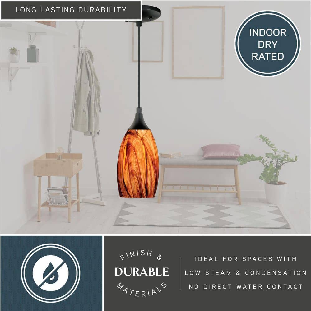Contemporary Bronze Mini Globe LED Pendant with Hand-Blown Glass