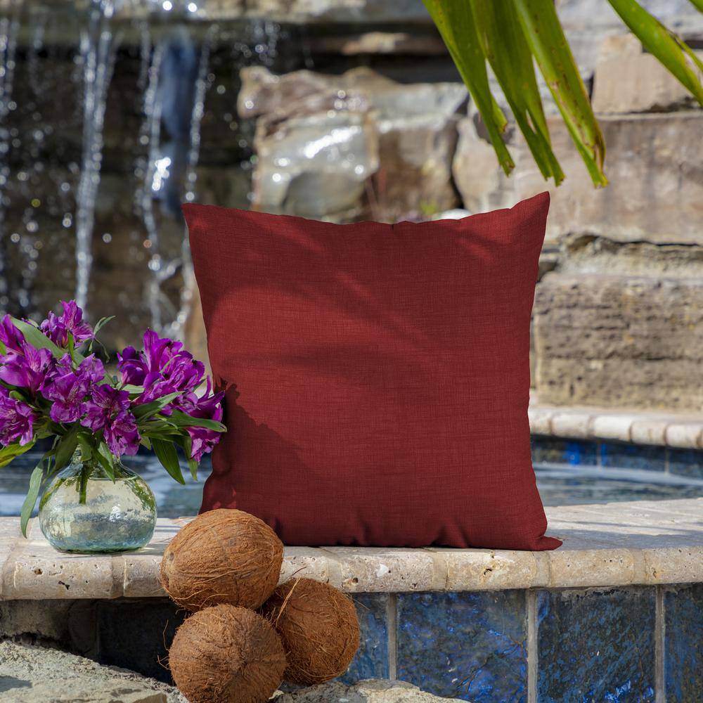 Ruby Red Polyfill Outdoor Square Throw Pillow Set