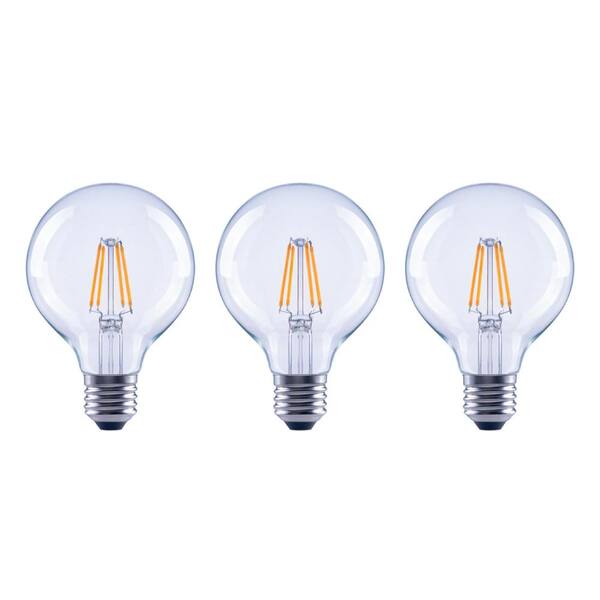 EcoSmart 60-Watt Equivalent G25 Globe Dimmable Clear Glass Filament Vintage Style LED Light Bulb Daylight (3-Pack)