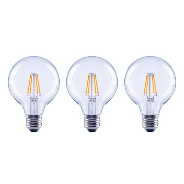 EcoSmart 40-Watt Equivalent G25 Globe Dimmable Clear Glass Filament Vintage Style LED Light Bulb Daylight (3-Pack)