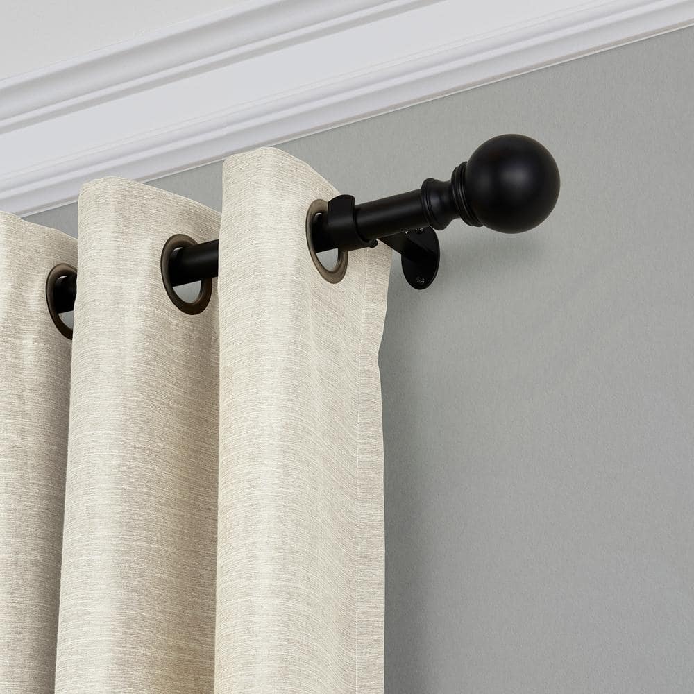 Antique Black Adjustable Curtain Rod with Globe Finials