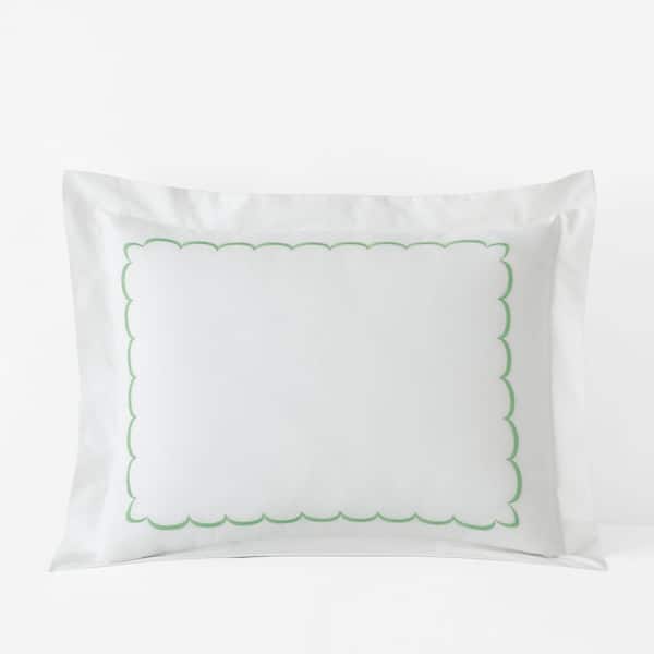 The Company Store Company Cotton Scallop Green Cotton Percale King Sham