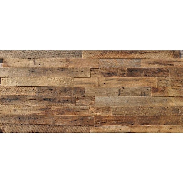 Reclaimed Barn Wood Brown 3/8 in. Thick x 3.5 in. Width x Varying Length Solid Hardwood Wall Plank (20 sq. ft./case)