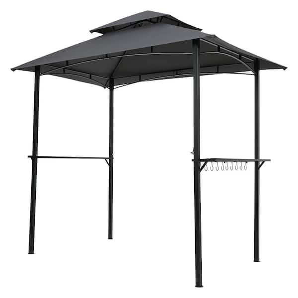 Unbranded 5 ft. x 8 ft. Gray Outdoor Grill Gazebo With Light
