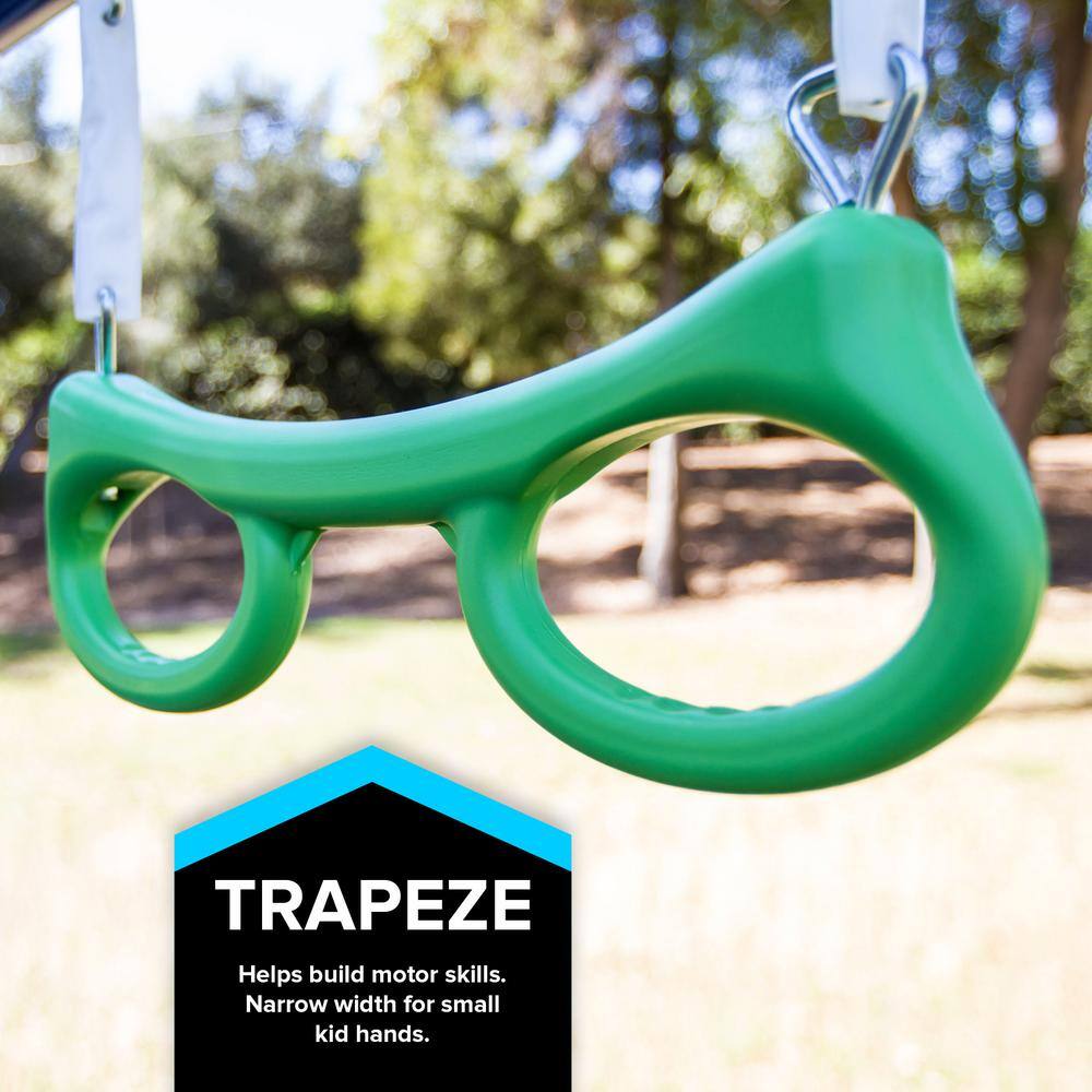 Sierra Vista Blue and Green Metal Swing Set with Slide