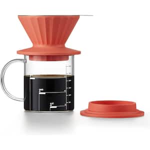 1 Cup Pour Over Coffee Maker with Reusable Stainless Steel Filter, Perfect for Home, Travel, 12oz, Vivid Orange