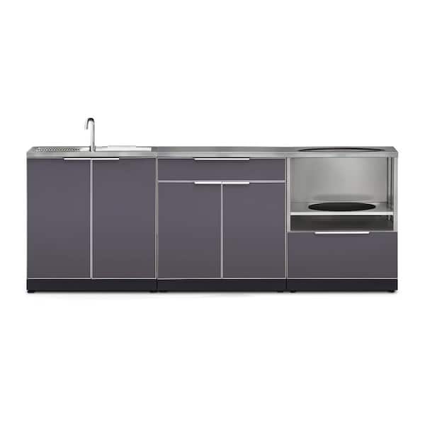 NewAge Products Slate Gray 4-Piece 92 in. W x 36.5 in. H x 24 in. D Outdoor Kitchen Cabinet Set with Covers