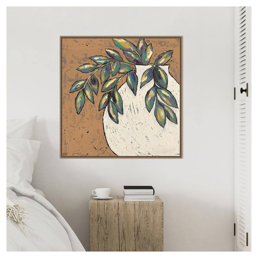 Primitive II Abstract Flower Canvas Print with Bronze Frame