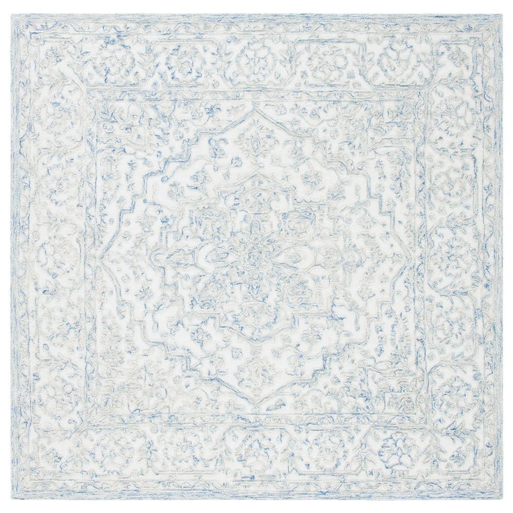 Regal Blue Square Hand-Tufted Wool Area Rug - 6'