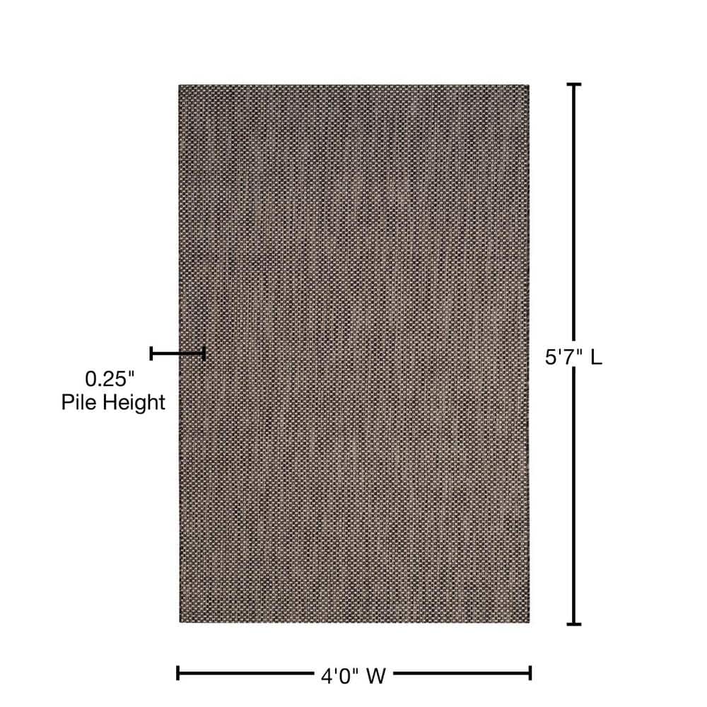Black and Beige Rectangular Synthetic Outdoor Rug