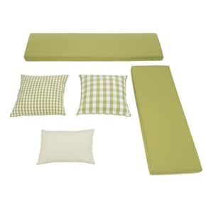 Rockhill Apple Green Polyester Fabric Nook Cushion and Pillow 5-Piece Set
