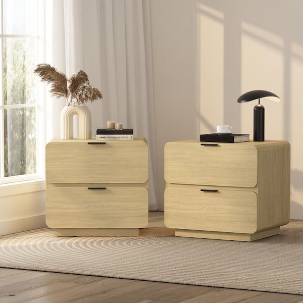 Manhattan Comfort Chrystie Modern Natural 2-Drawer 25.9 in. W