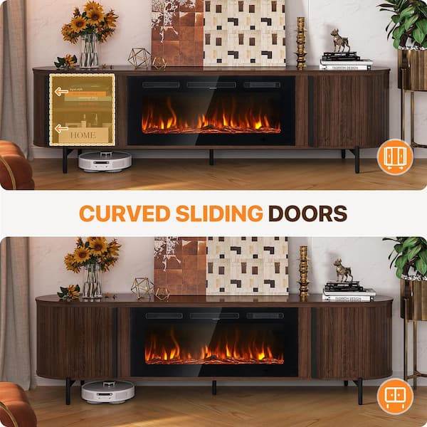 Sizzim 70 in. Freestanding Modern Electric Fireplace TV Stand with
