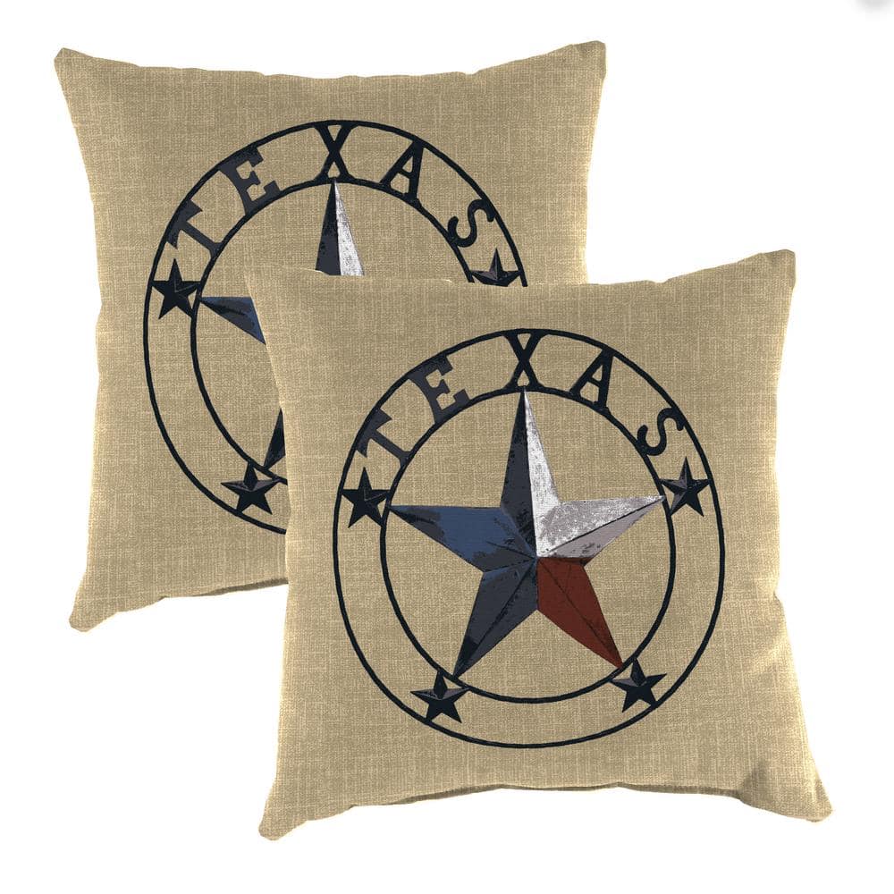 16 in. L x 16 in. W x 4 in. T Square Outdoor Throw Pillow in Texas Lone Star (2-Pack) price history on PriceWatchPro