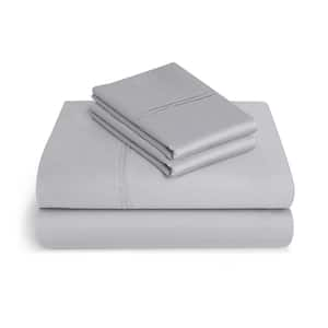 625 Thread Count 4-Piece Silver Solid Cotton King Sheet Set