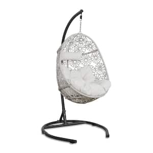 Outdoor Wicker Egg Hanging Hammock Chair with Cushion and Stand