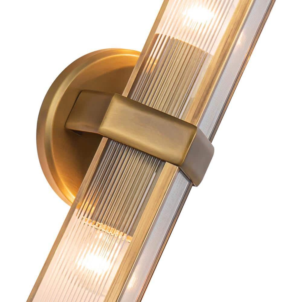 Cairo 15" Ribbed Glass and Brass Vanity Light