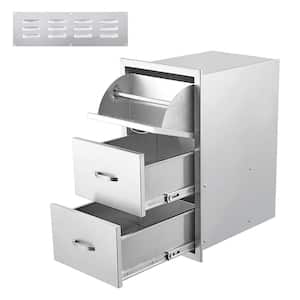 17 in. W x 21 in. D x 30 in. H Stainless Steel 2 Drawer Access Drawer Unit with Paper Towel Holder