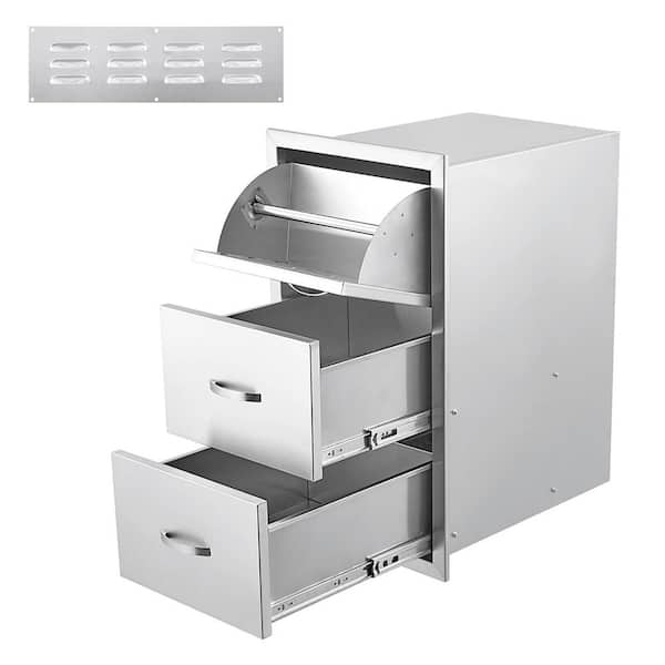 17 in. W x 21 in. D x 30 in. H Stainless Steel 2 Drawer Access Drawer Unit with Paper Towel Holder