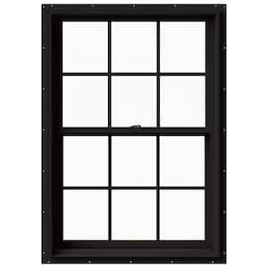 33.375 in. x 48 in. W-2500 Series Black Painted Clad Wood Double Hung Window w/ Natural Interior and Screen