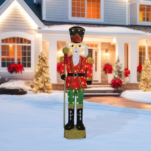 5.9 ft. 3D Scepter Nutcracker Outdoor Christmas Holiday Yard Decoration Warm White LED Lights