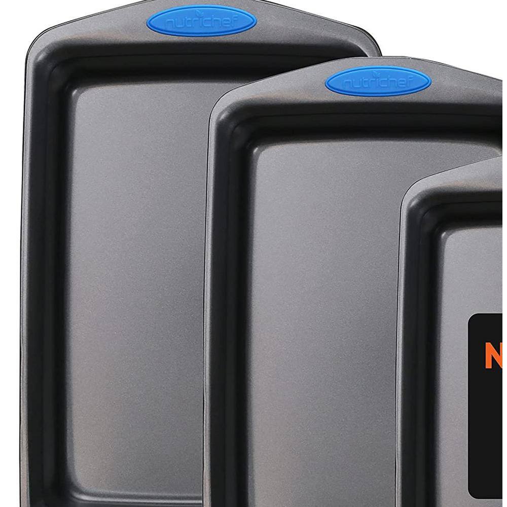 NutriChef 3-Piece Gray Nonstick Carbon Steel Bakeware Set