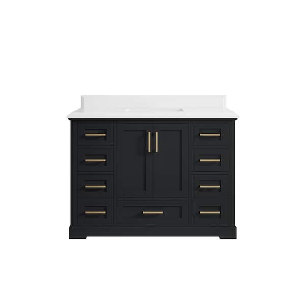 Willow Collections Boston 48 in. W x 22 in. D x 36 in. H Single Sink Bath Vanity in Wrought Iron with 1.5 in. White qt. Top