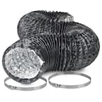 4 in. x 25 ft. Non-Insulated Black Lightproof Flexible Aluminum Ducting with Duct Clamps