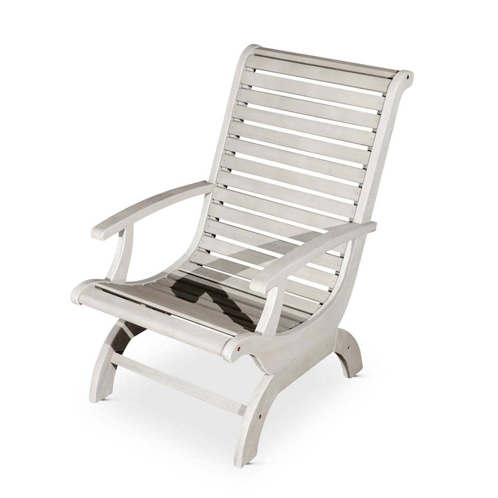Gray Eucalyptus Wood Lawn Chair, Outdoor Plantation Chair for Relaxing, for
