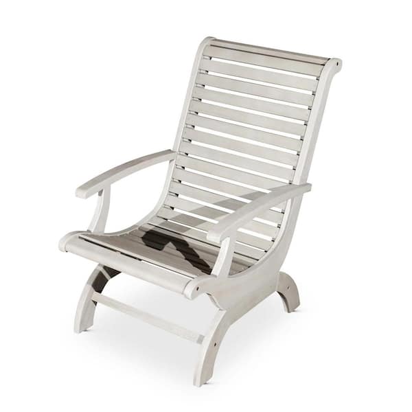 Unbranded Gray Eucalyptus Wood Lawn Chair, Outdoor Plantation Chair for Relaxing, for Garden Patio