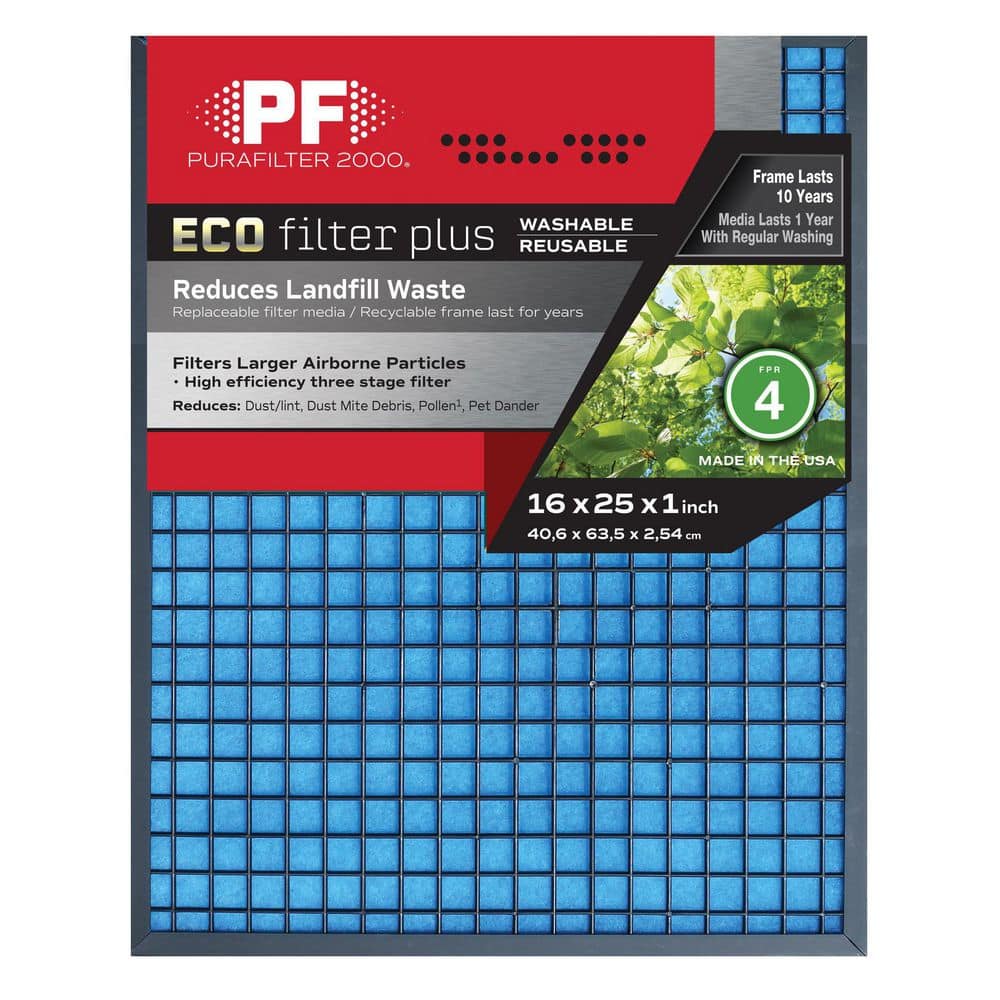 PURAFILTER 2000 16 in. x 25 in. x 1 ECO Washable Air Filter FPR4