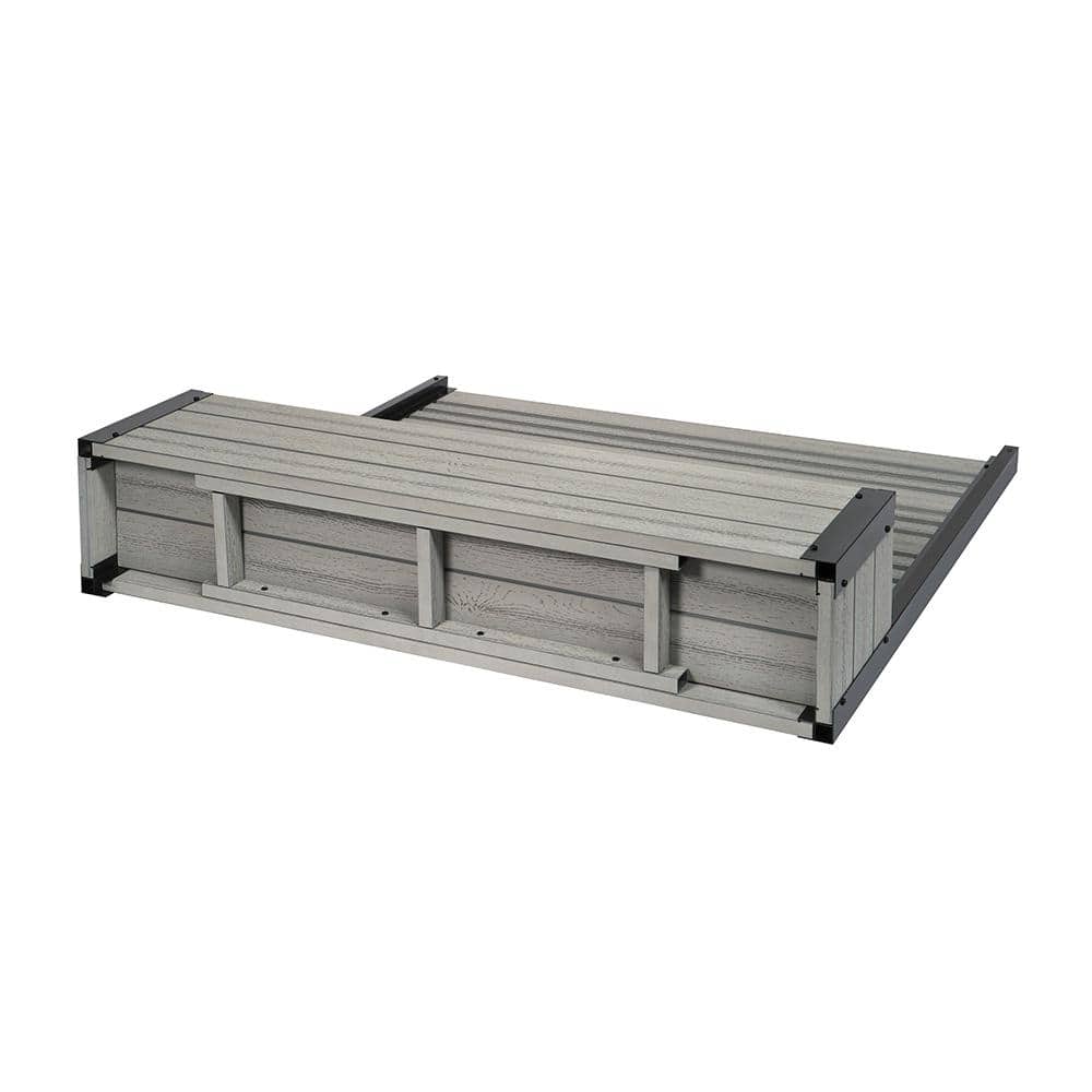 Ash Gray Vinyl Privacy Screen with Planter Box for Outdoor Use