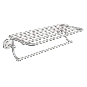 ISO 10-7/10 in. L x 6-9/25 in. H x 26-19/20 in. W Zinc Hotel-Style Bathroom Shelf in Brushed Nickel