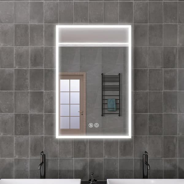 WELLFOR 20 in. W x 30 in. H Rectangular Aluminum Recessed/Surface Mount LED Medicine Cabinet with Mirror