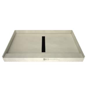 Redi Trench 34 in. x 60 in. Single Threshold Shower Base with Center Drain and Matte Black Trench Grate