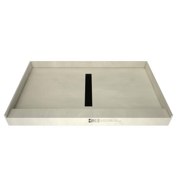 Tile Redi Redi Trench 36 in. x 48 in. Single Threshold Shower Base with Center Drain and Matte Black Trench Grate