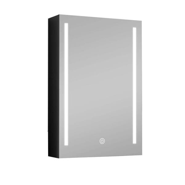 Unbranded 20 in. W x 29.53 in. H Medium Rectangular Black Aluminium Surface Mount Medicine Cabinet with Mirror